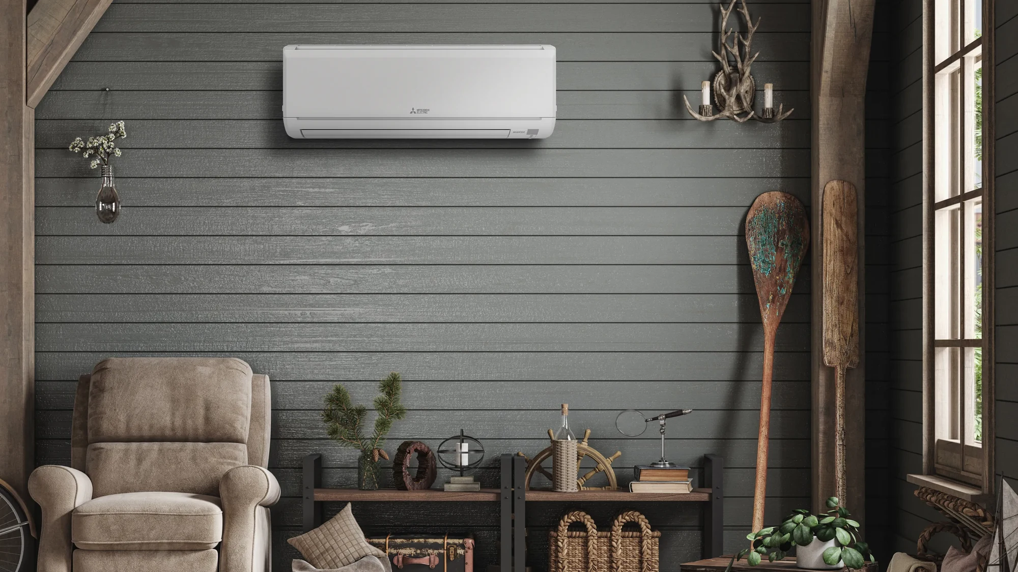 Wall-mounted ductless heat pump installed in a modern Metro Vancouver home by AceComfort