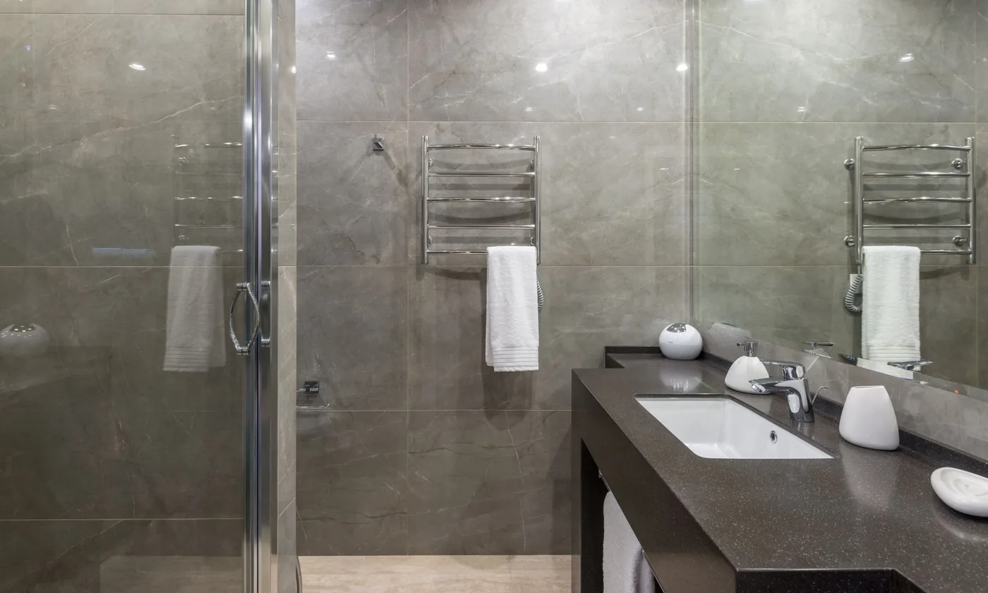 Modern glass shower enclosure