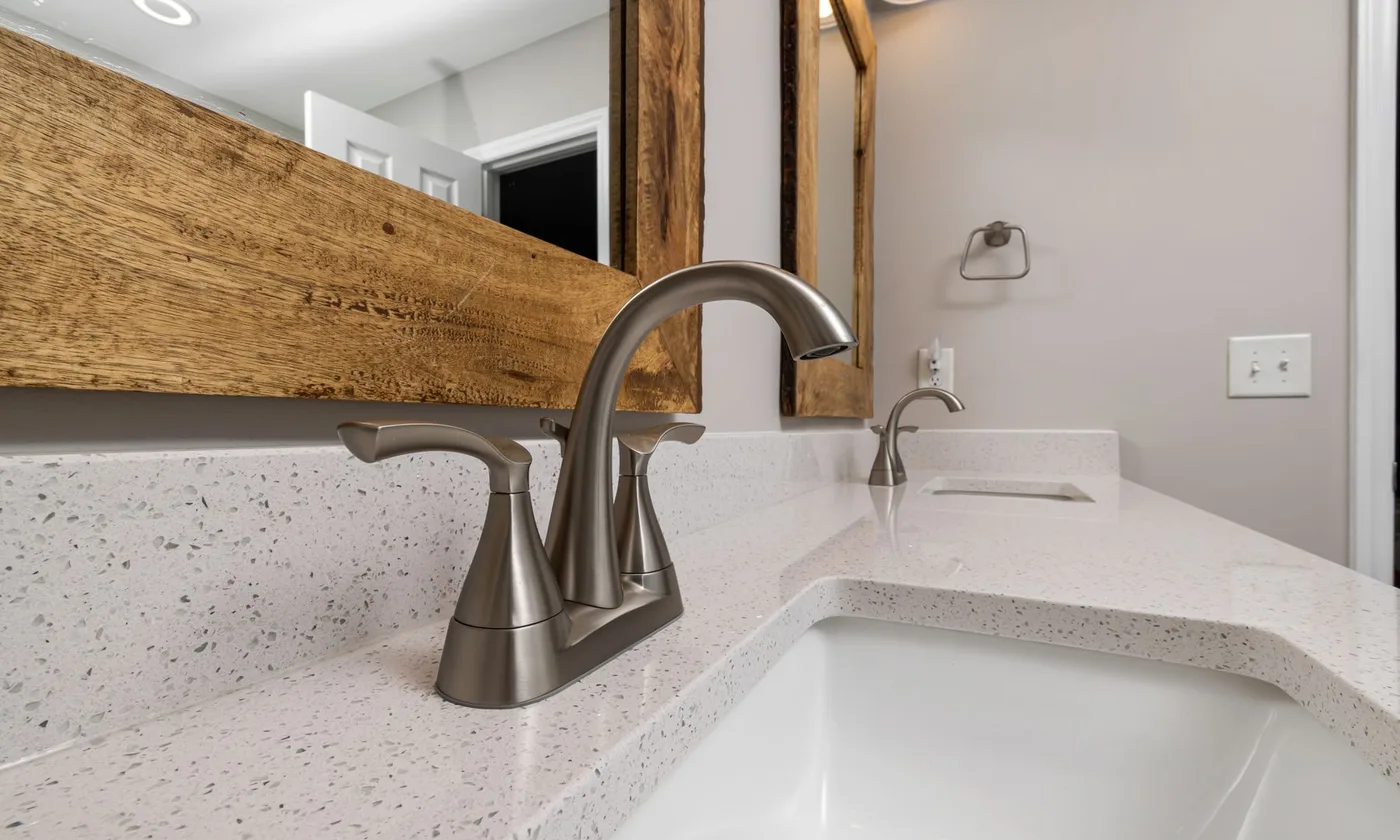 Contemporary bathroom sink and mixer tap
