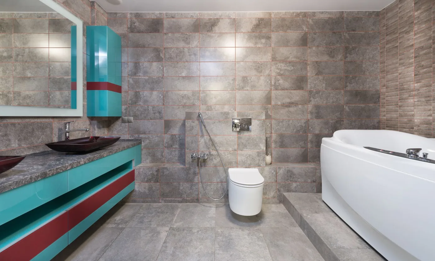 Newly installed toilet in a contemporary bathroom